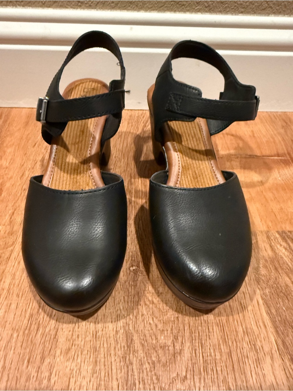 boc Black Closed-Toe Ankle-Strap Heels